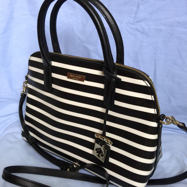 kate spade black and white striped purse