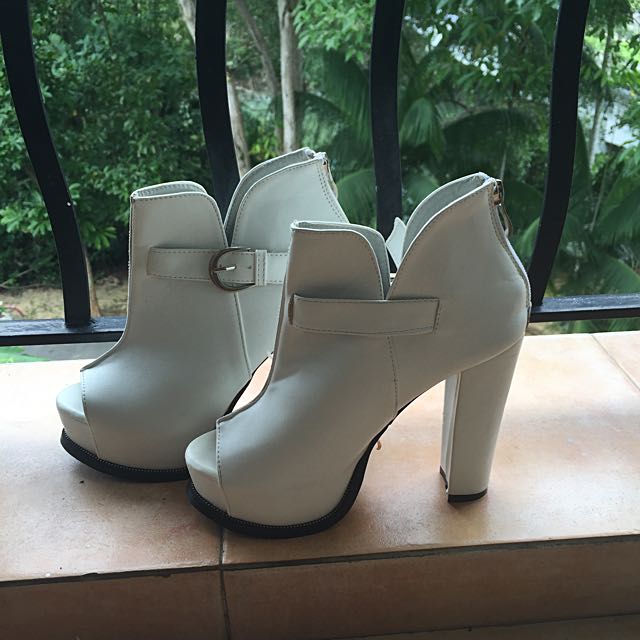 White buckle ankle boots online