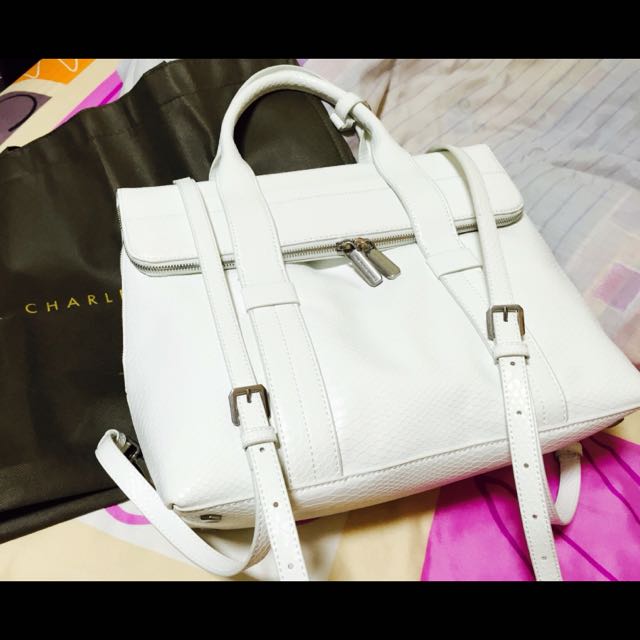 Charles Keith Backpack And Hand Carry White Women S Fashion On Carousell