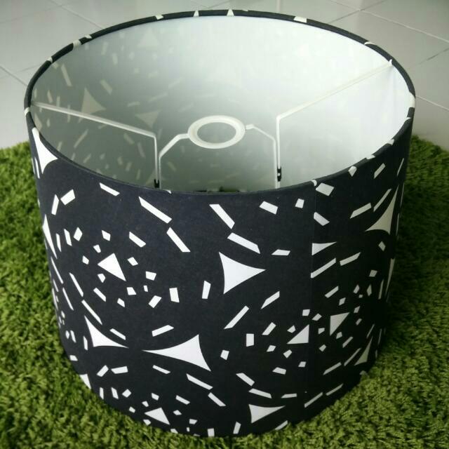 IKEA (Black & White) Lamp shade (1.5ft Diameter); IKEA Syrlig Curtain