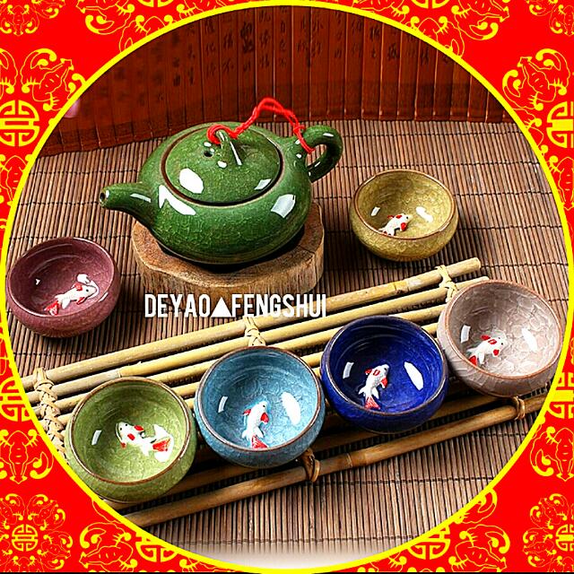 BN Pretty 3D Koi Fish Chinese Porcelain Celadon Kung Fu ...