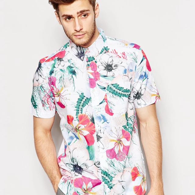 French Connection Floral Short Sleeve Shirt Men s Fashion Tops
