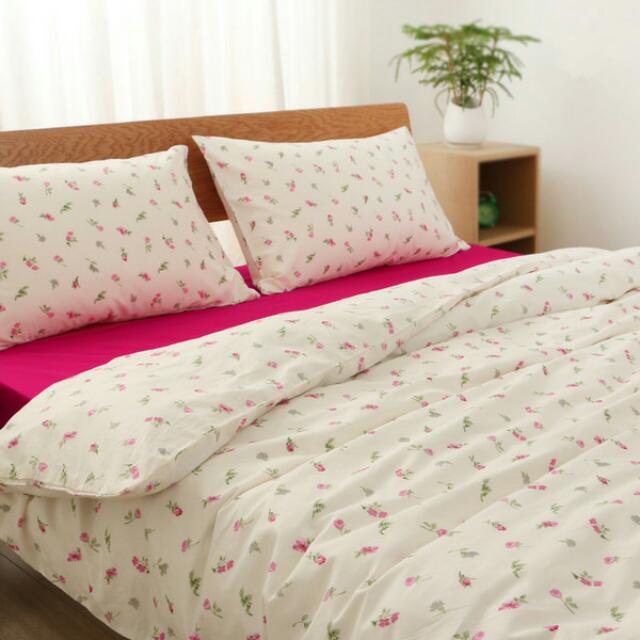 Ikea Emelina Knopp Floral Rose Rosebud Pink Bedsheets Bed Bedding