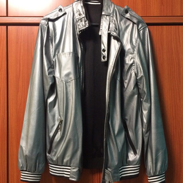 silver grey jacket