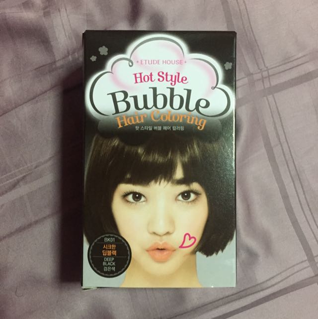 Etude House Bubble Hair Dye In Deep Black, Beauty & Personal Care, Hair