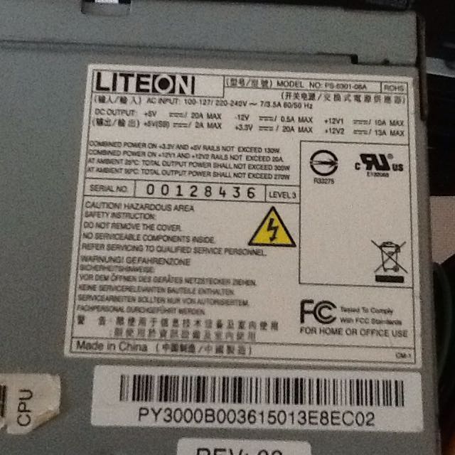 Liteon power Supply Unit, Computers & Tech, Parts & Accessories, Cables ...