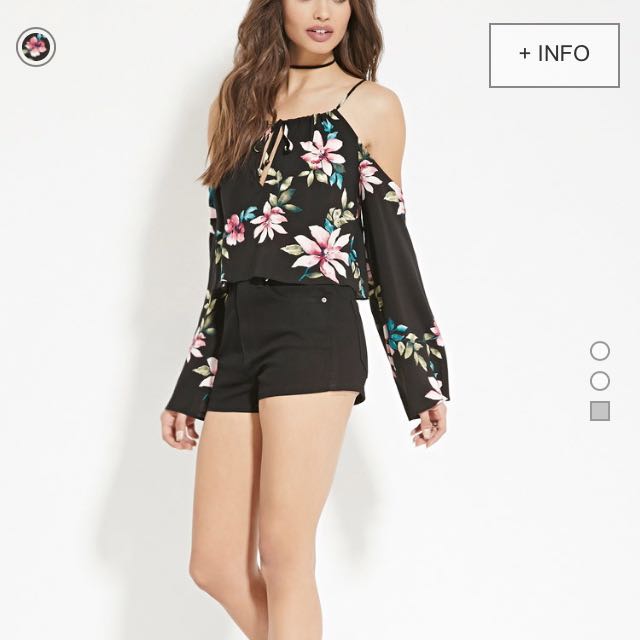 floral open shoulder top