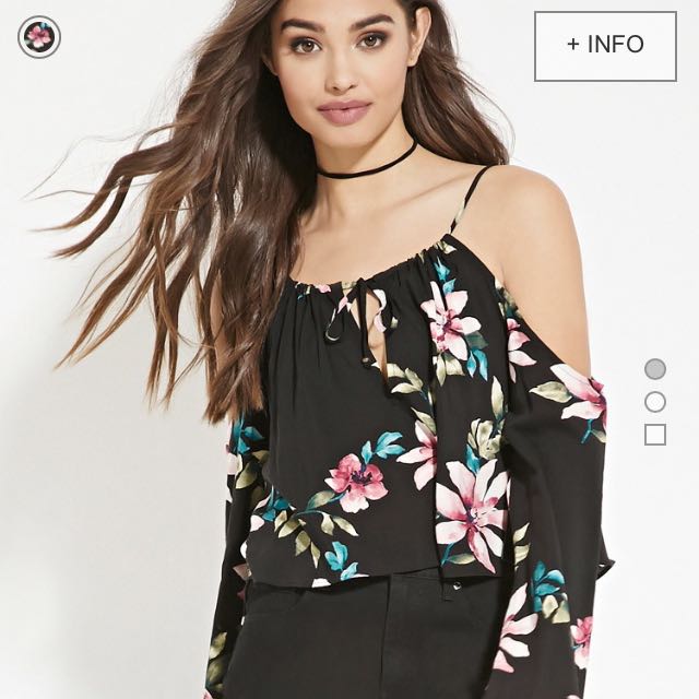floral open shoulder top