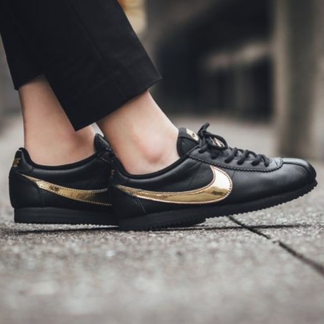 nike cortez mens black and gold