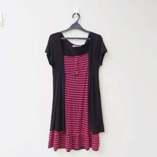 2 in 1 stripes dress