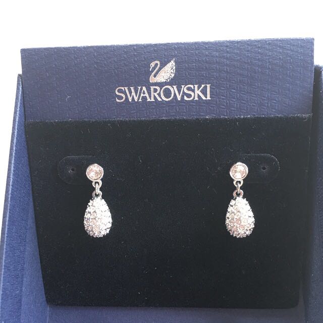 Swarovski Heloise Rhodium Plated Pave Clear Crystals Teardrop Earrings |  eBay