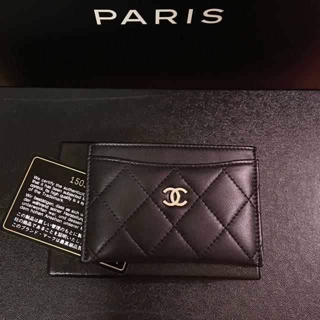 Chanel Cardholder In Black Lambskin With Silver Hardware, Luxury