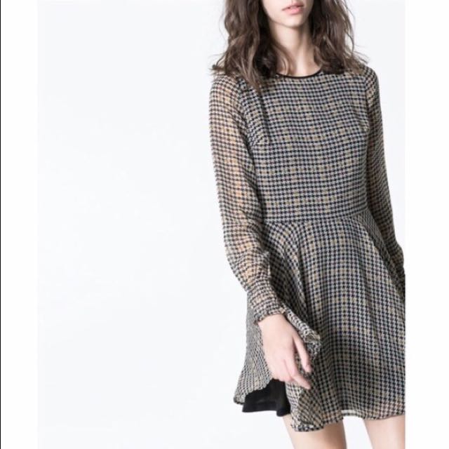zara houndstooth dress