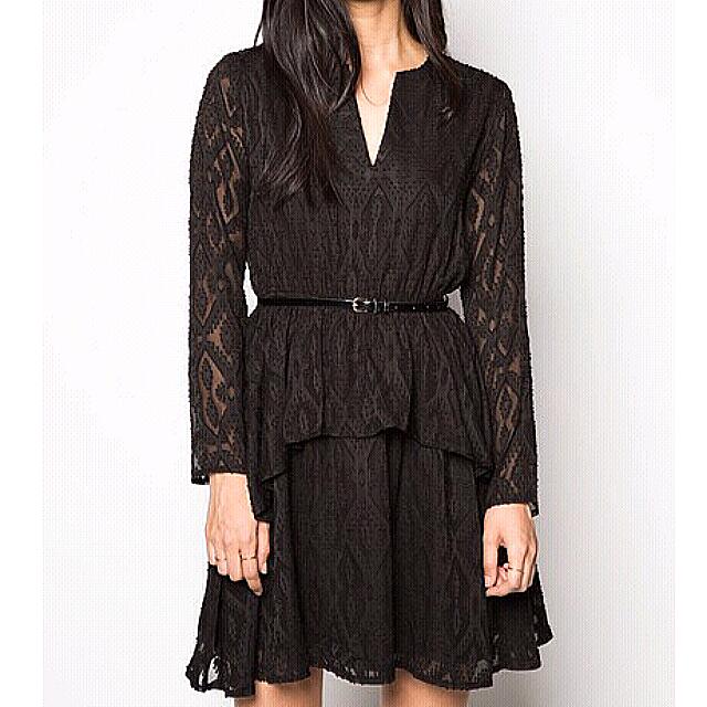 Black Peplum Chiffon Dress