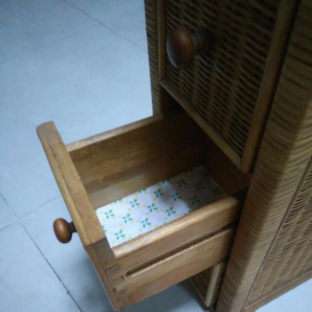 Ikea Cd Dvd Storage Unit Rattan Wicker Chest Of 5 Drawers