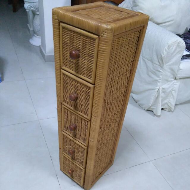 Ikea Cd Dvd Storage Unit Rattan Wicker Chest Of 5 Drawers