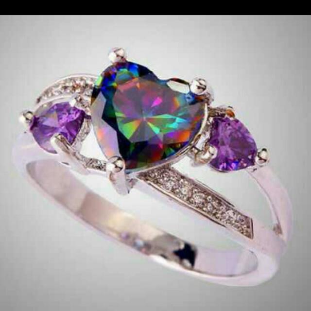 Rainbow rhinestone clearance ring