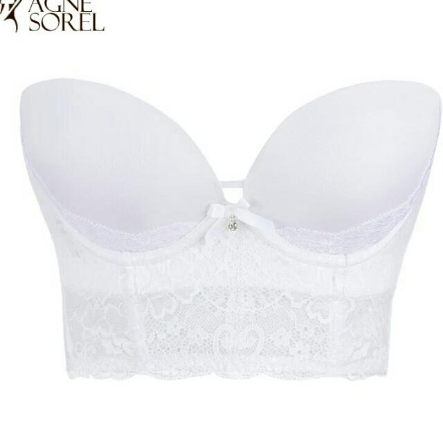 white bridal strapless bra