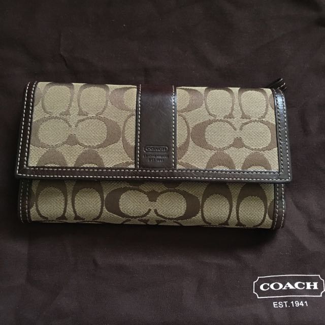 Coach Long Trifold Wallet with Checkbook Cover Holder Signature