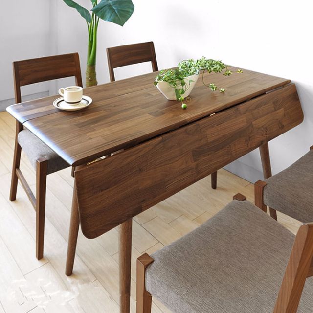 Foldable Japanese Dining Table, Solid Wood Folding Dining Table