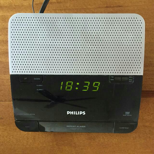 Philips Bedside Alarm Clock, Furniture & Home Living, Home Decor