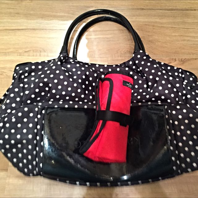 Used Like New Kate Spade Stevie Baby Bag Spot Nylon Black Diaper Used Like New Kate Spade Stevie Baby Bag Spot Nylon Black Diaper Babies Kids On Carou