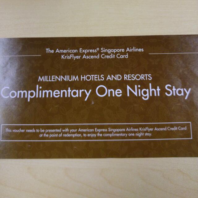 Amex/ KrisFlyer Complimentary One Night Stay, Tickets & Vouchers, Local