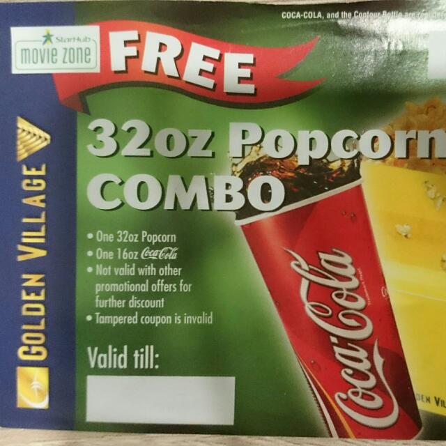 Golden Village GV Movie Popcorn Set Voucher, Tickets & Vouchers