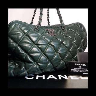 Chanel Green Bowler Bag with Shoulder Chain
