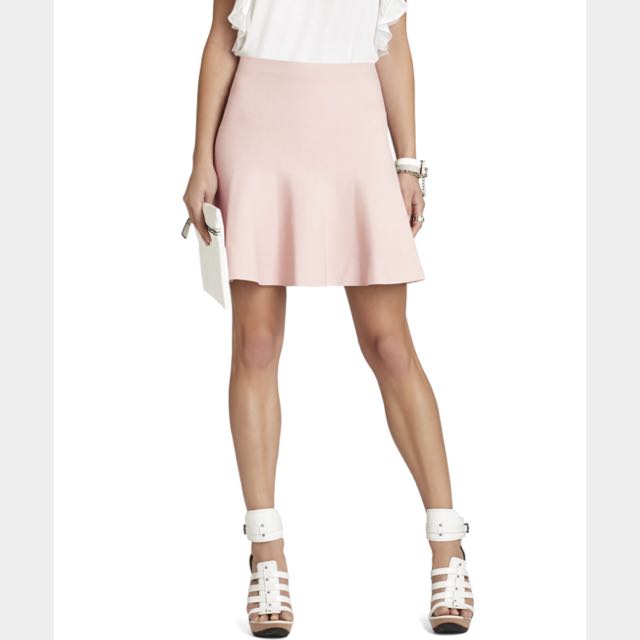 BCBG MAXAZRIA A line Skater Ingrid Skirt Dusty Pale Bright Pink Rose Blogger Style Sexy Sweet Cute Fun Party Outfit Size Small