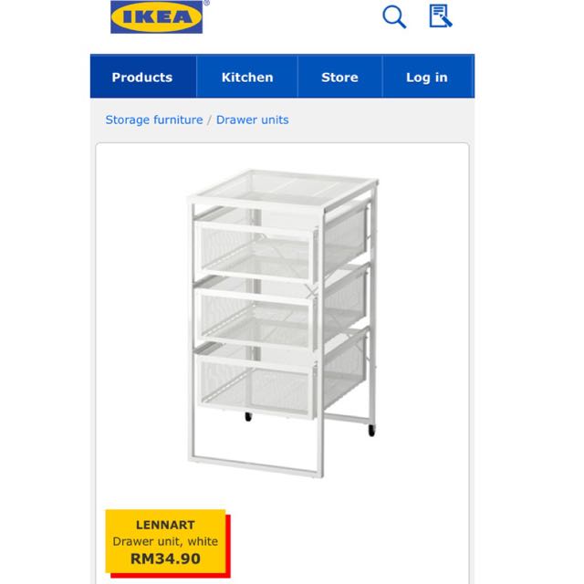 Ikea Steel Drawer Unit Lennart Home Furniture On Carousell