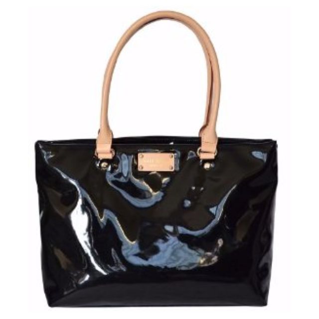 kate spade black patent leather tote