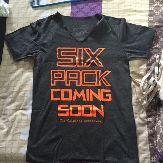 Six Pack Coming Soon V Neck Graphic Tee Men S Fashion On Carousell