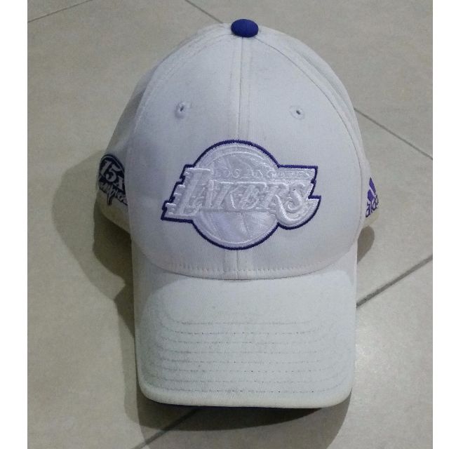 A Pre Owned White Adidas Los Angeles Lakers 15x Nba Champions Cap Sports On Carousell