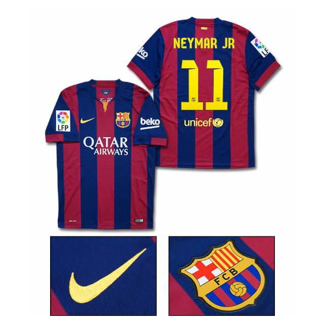 Maillot Domicile FC Barcelone 2014-15 - Numéro 10 Ronaldinho, Taille L, Nike, Neuf