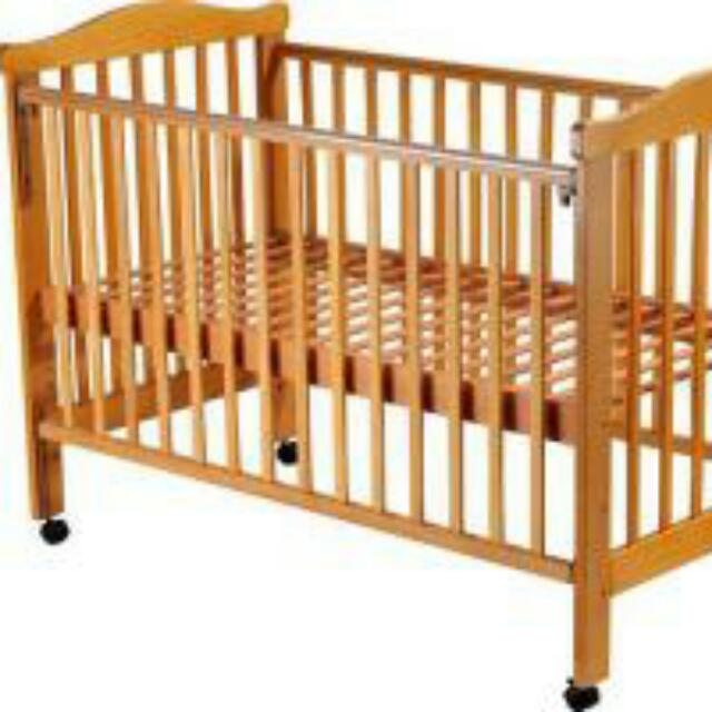 Wooden Baby Cot ( With Wheels), Babies & Kids, Baby Nursery & Kids