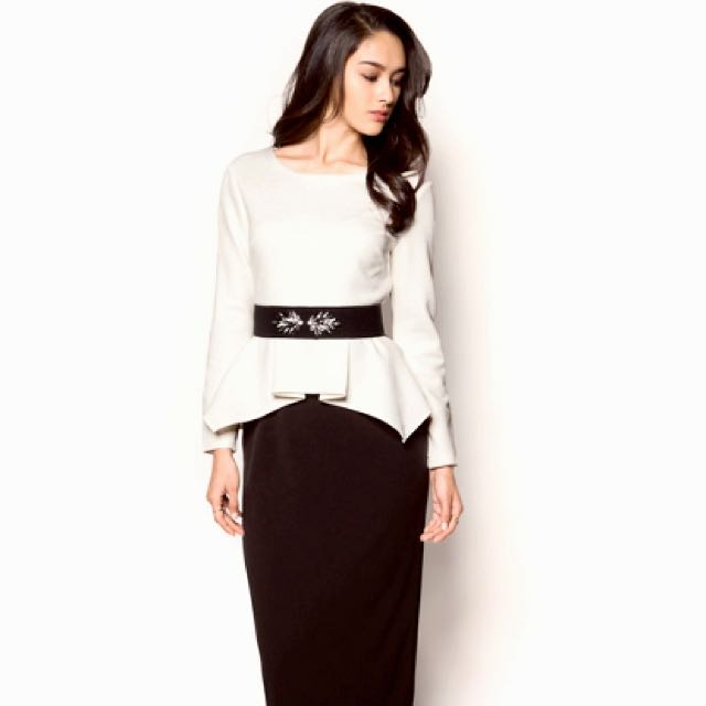 Black and white online peplum dress