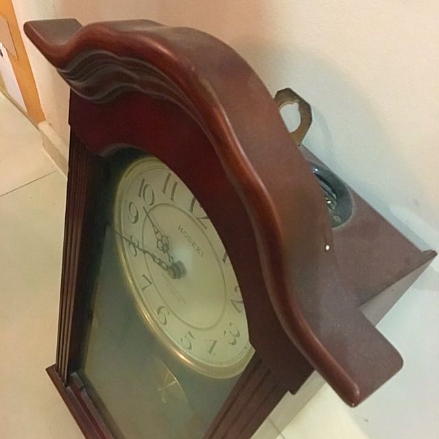 Wall Hung Grandfather Clock In Dark Cherry Wood Stain, Hobbies & Toys