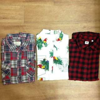 Pazzo MJ Fresh Uniqlo 長袖襯衫 拼布 印花 法蘭絨