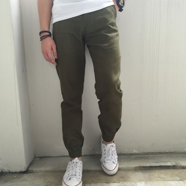 green chino joggers