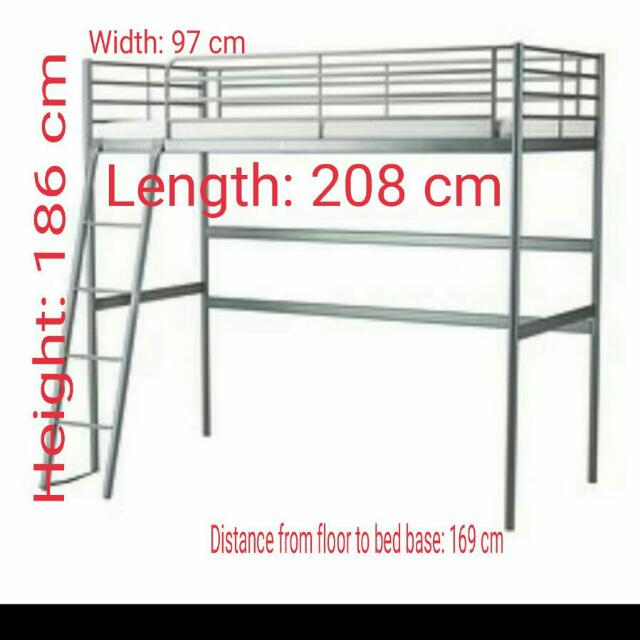 Ikea Single Loft Bed (frame only), Furniture & Home Living, Furniture
