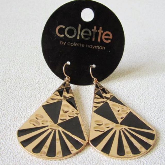 BN Colette Hayman Black Gold Earrings Women s Fashion Jewelry Organisers Earrings on Carousell