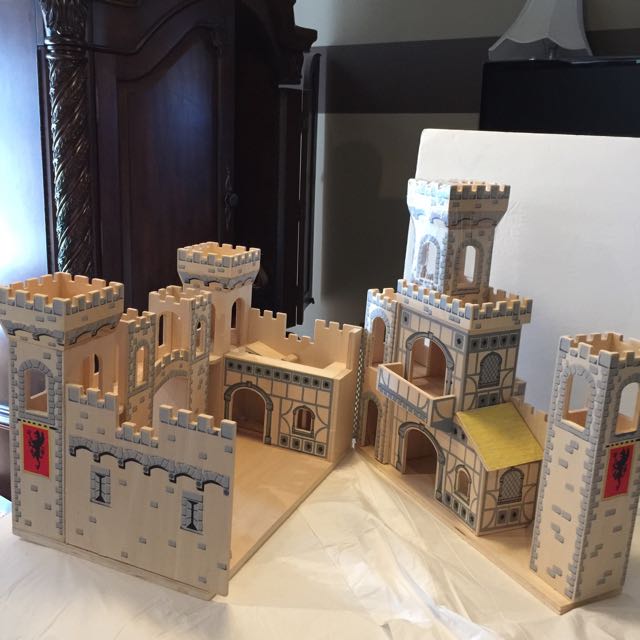 melissa & doug deluxe folding medieval wooden castle