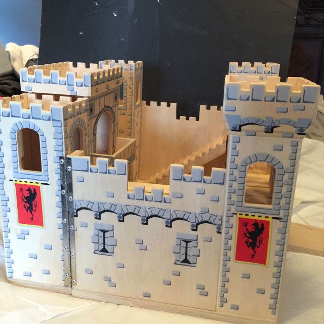 melissa & doug deluxe folding medieval wooden castle