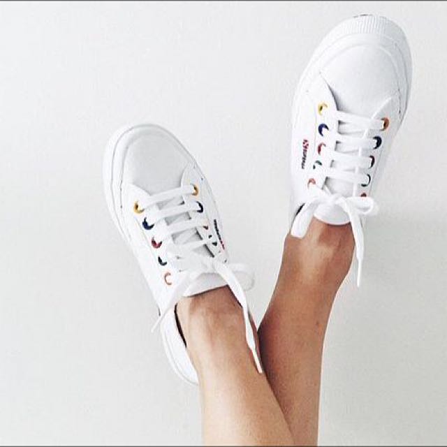Superga 2750 white cheap (coloured rivets)