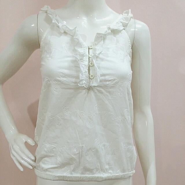 White Ruffle Button Top (Category: Blouses) located in Kuala Lumpur. Submitted by olivekoh (Listing ID 45753039, Image 1). Description: .