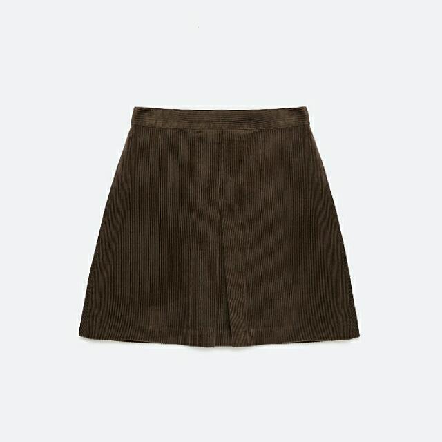 Zara Corduroy Skirt In Khaki Olive Green Women s Fashion Bottoms Other Bottoms on Carousell