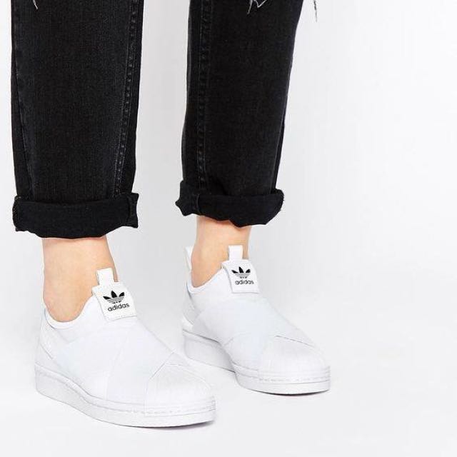 Adidas original superstar slip on best sale white