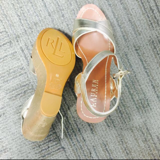 Authentic Polo Ralph Lauren Gold Wedges Size 6B
