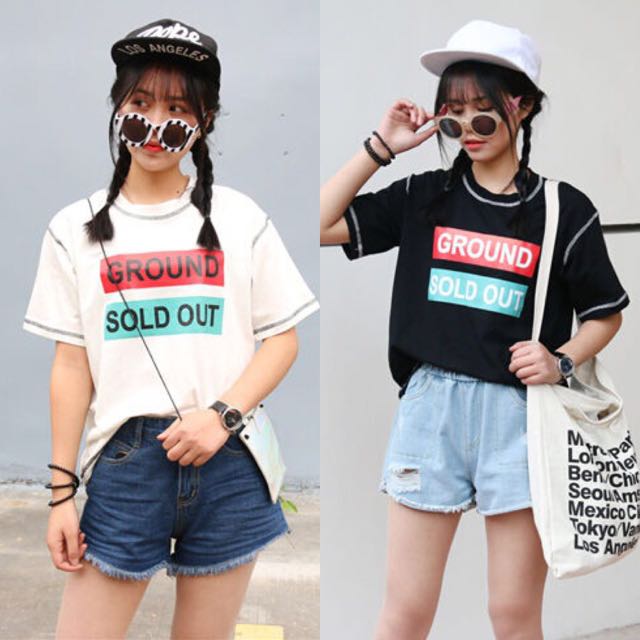 Letter Word Words Block Letter Sold Out Ground Sentence Pop Print Oversized Stylish Hip Hop Korean Inspired Tee T Shirt Top White Black Code E492 Women S Fashion On Carousell